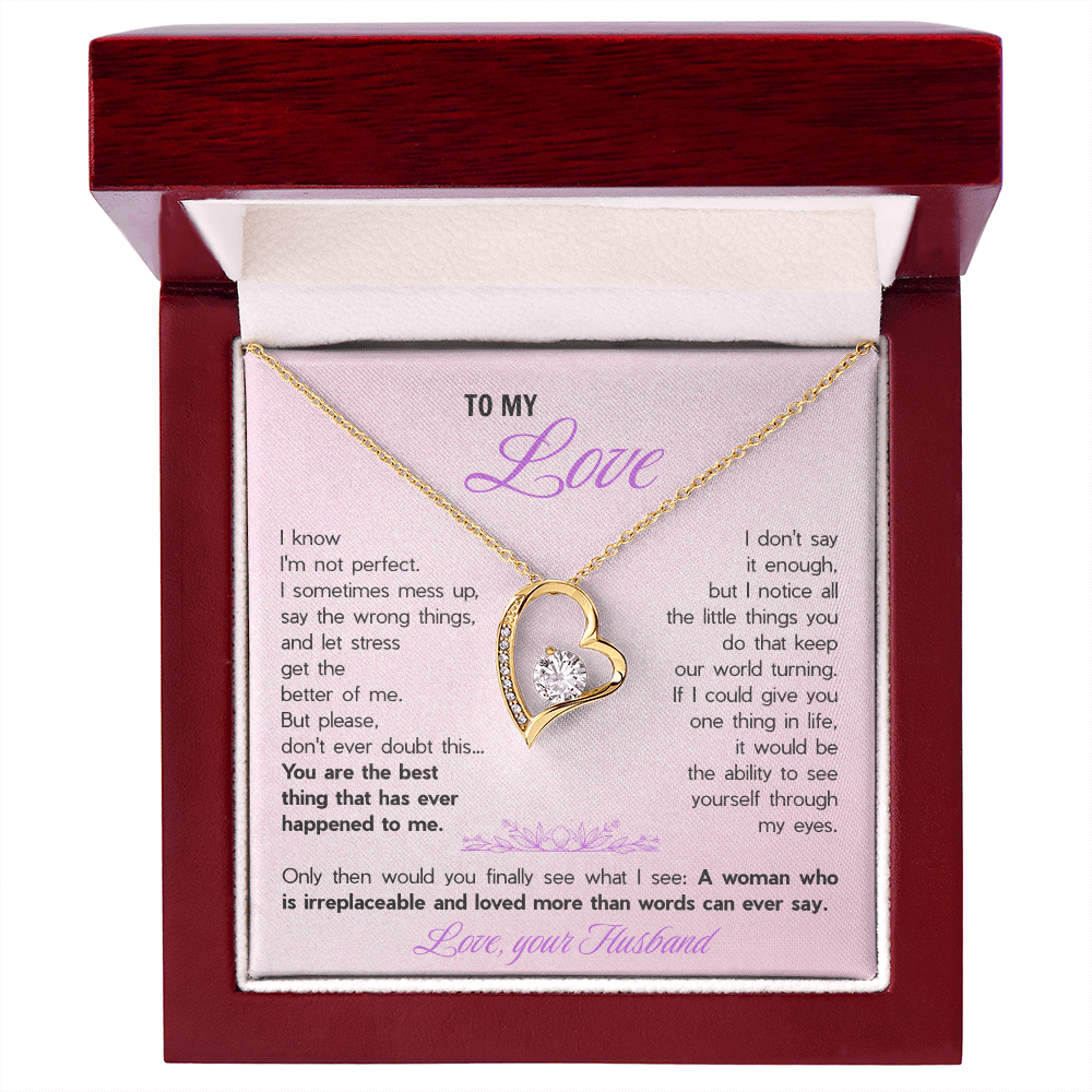 Forever Love Necklace for Wife - Romantic Gift from Husband with Heartfelt "You're The Best Thing" Message Card