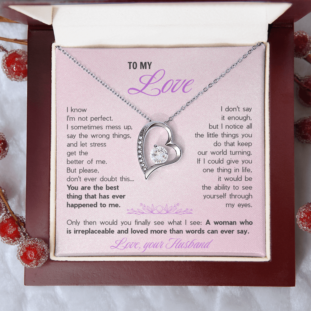 Forever Love Necklace for Wife - Romantic Gift from Husband with Heartfelt "You're The Best Thing" Message Card