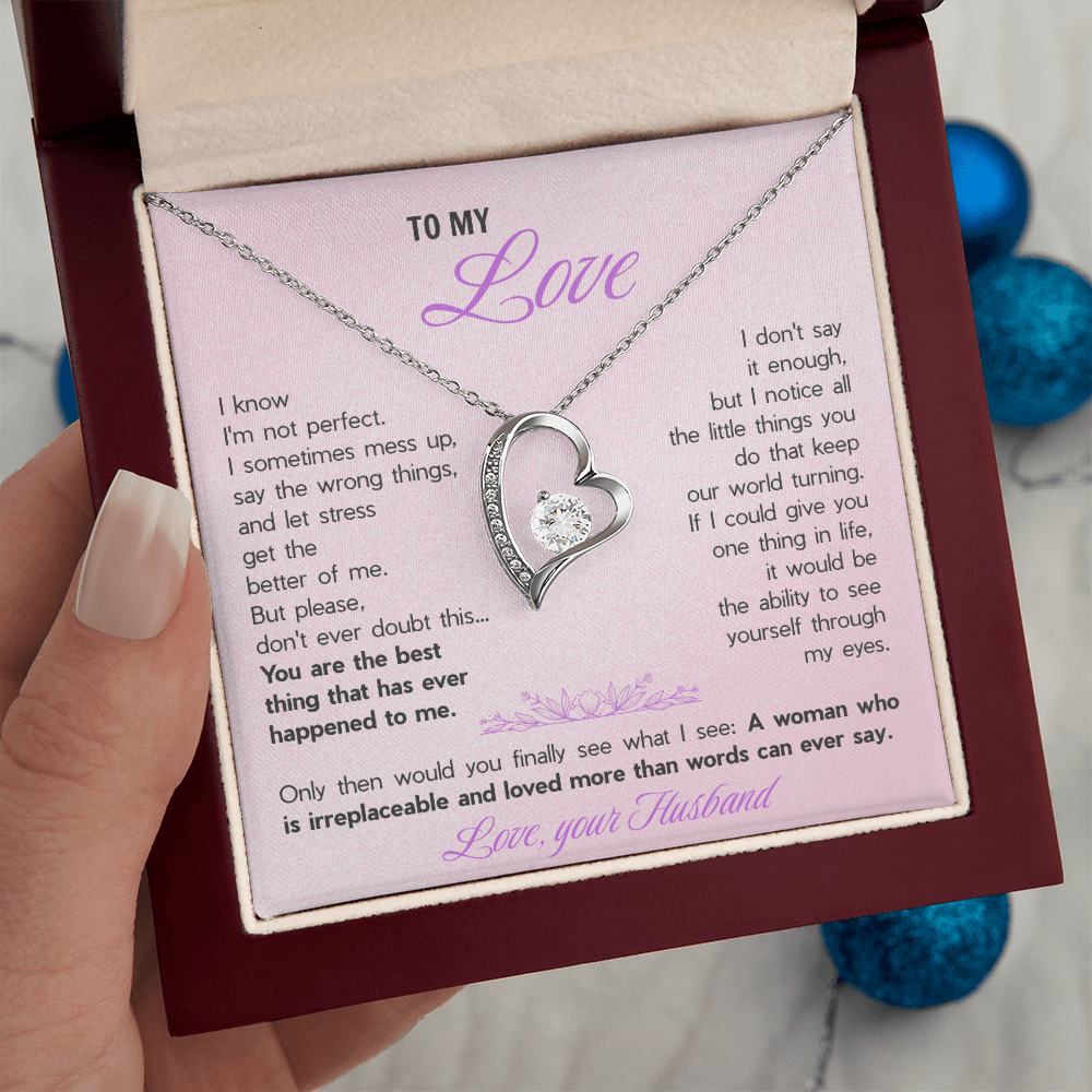 Forever Love Necklace for Wife - Romantic Gift from Husband with Heartfelt "You're The Best Thing" Message Card