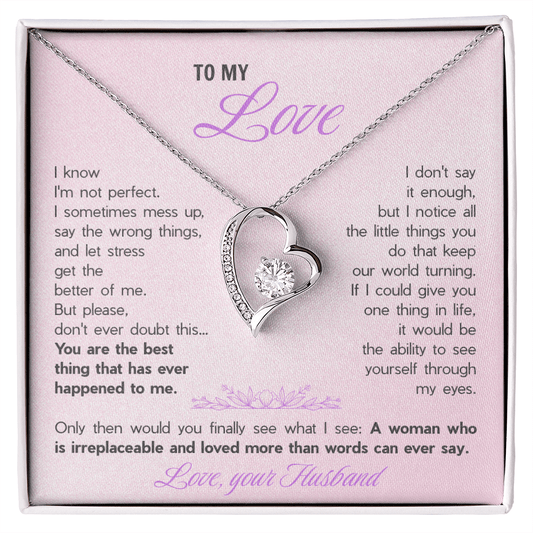 Forever Love Necklace for Wife - Romantic Gift from Husband with Heartfelt "You're The Best Thing" Message Card
