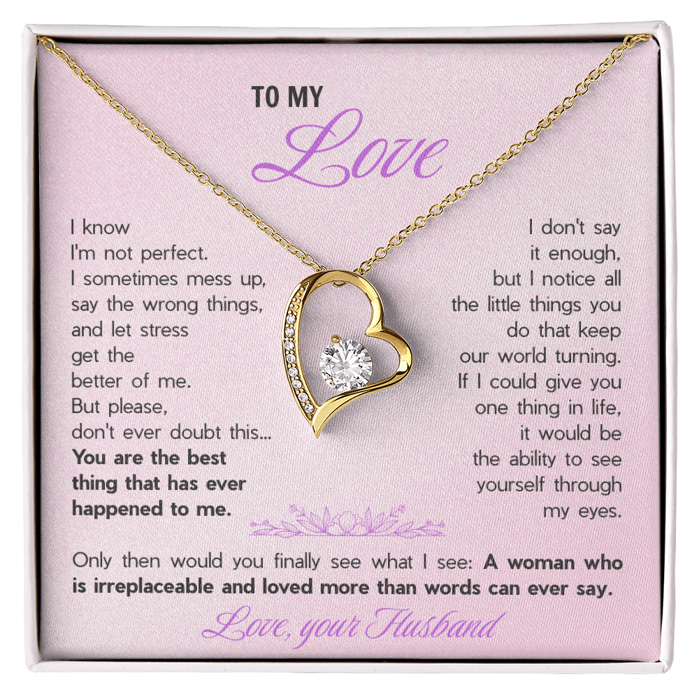 Forever Love Necklace for Wife - Romantic Gift from Husband with Heartfelt "You're The Best Thing" Message Card