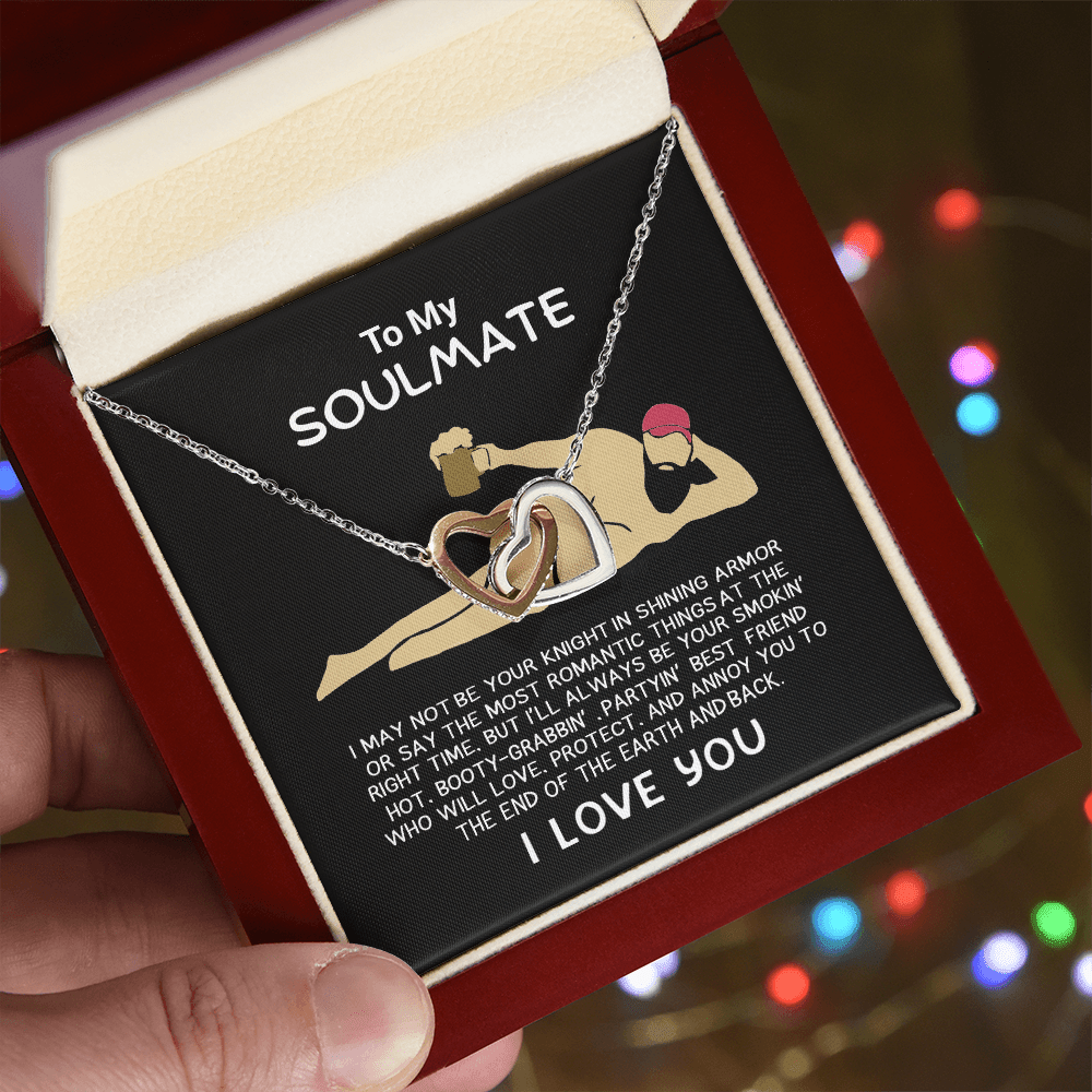 Funny Gift for Your Soulmate-Interlocking Heart Necklace-To My Smokin' Hot Soulmate Gift