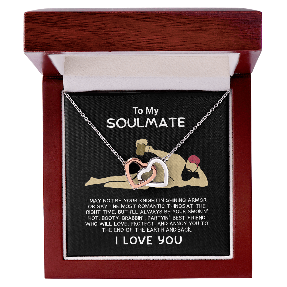 Funny Gift for Your Soulmate-Interlocking Heart Necklace-To My Smokin' Hot Soulmate Gift