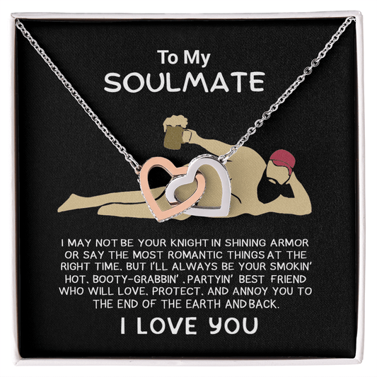 Funny Gift for Your Soulmate-Interlocking Heart Necklace-To My Smokin' Hot Soulmate Gift