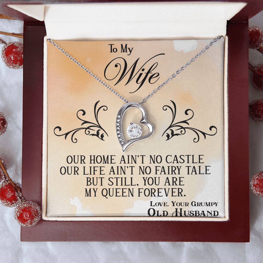 Funny "Grumpy Husband" Gift for Wife-Forever Love  neacklace-"My Queen Forever" Gift