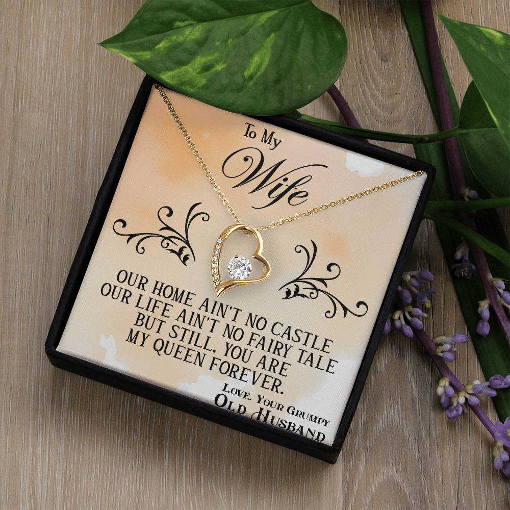 Funny "Grumpy Husband" Gift for Wife-Forever Love  neacklace-"My Queen Forever" Gift