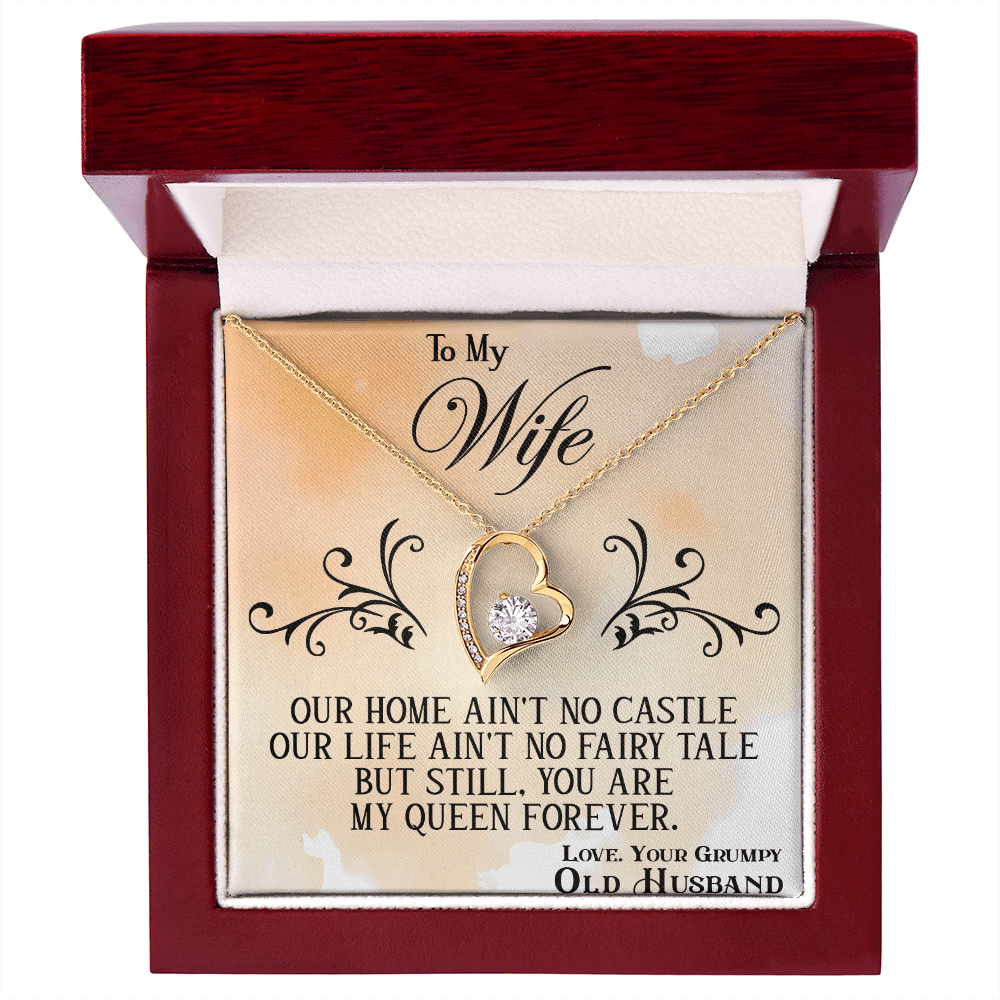 Funny "Grumpy Husband" Gift for Wife-Forever Love  neacklace-"My Queen Forever" Gift
