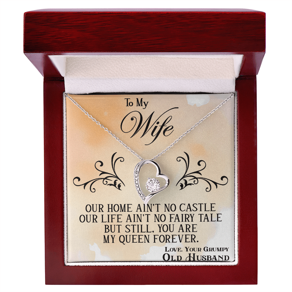 Funny "Grumpy Husband" Gift for Wife-Forever Love  neacklace-"My Queen Forever" Gift