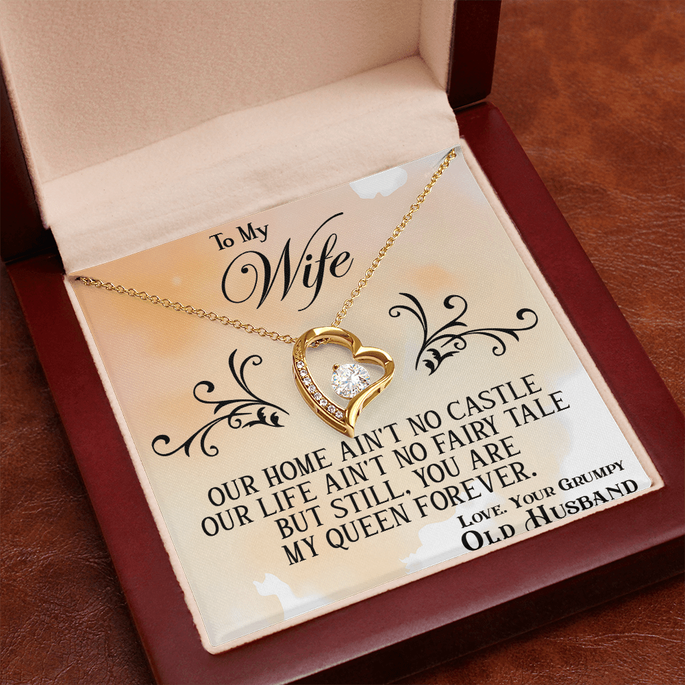 Funny "Grumpy Husband" Gift for Wife-Forever Love  neacklace-"My Queen Forever" Gift