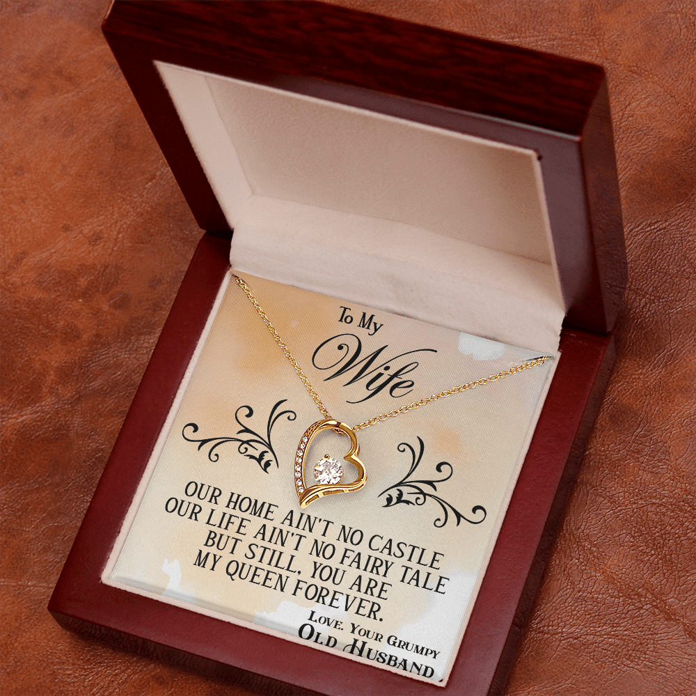 Funny "Grumpy Husband" Gift for Wife-Forever Love  neacklace-"My Queen Forever" Gift