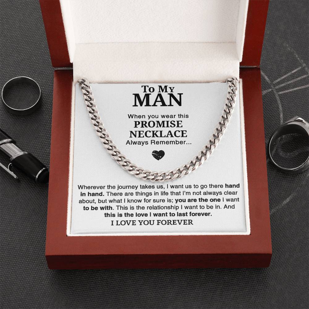 "Hand in Hand" Journey Necklace-Cuban link chain neacklace-To My Man Promise Necklace