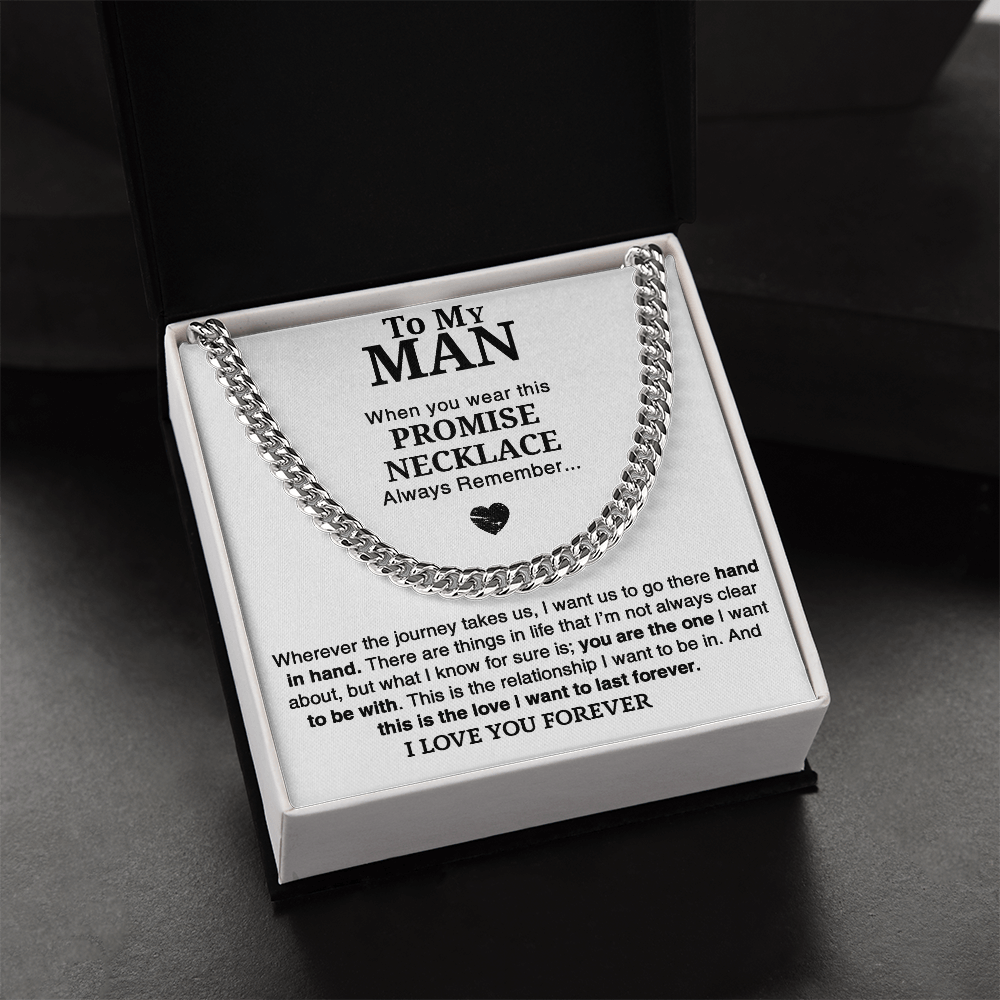 "Hand in Hand" Journey Necklace-Cuban link chain neacklace-To My Man Promise Necklace