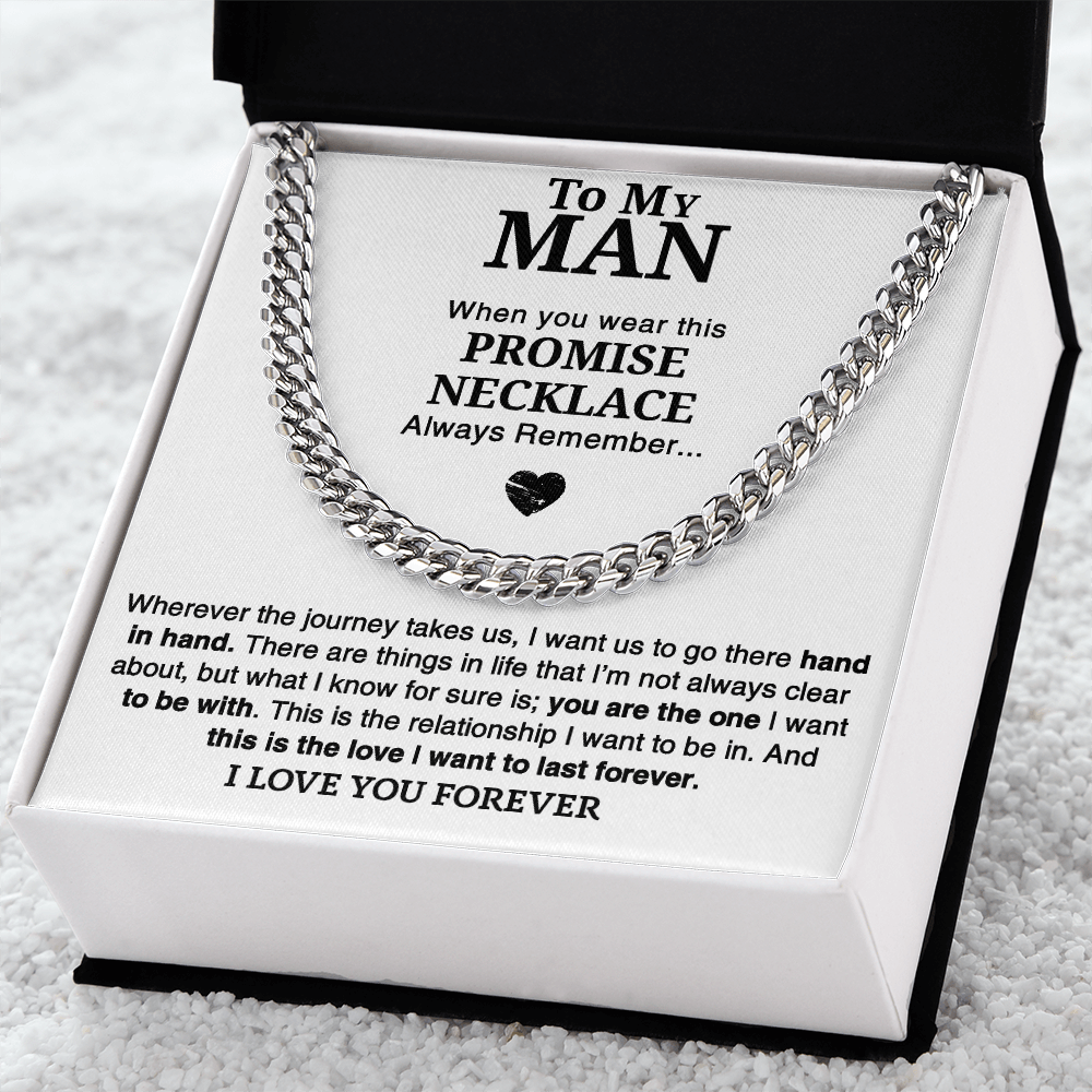 "Hand in Hand" Journey Necklace-Cuban link chain neacklace-To My Man Promise Necklace