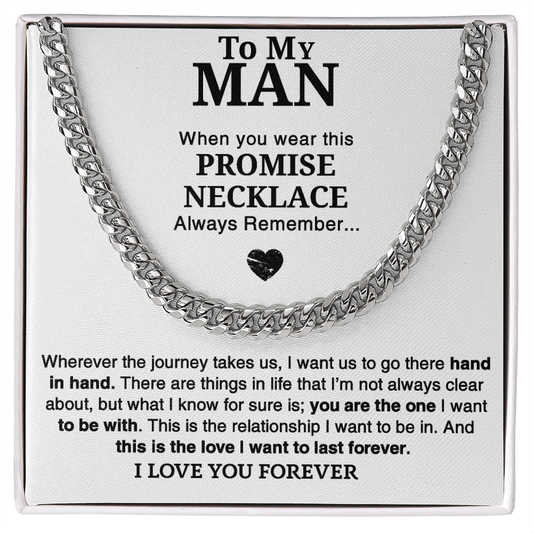 "Hand in Hand" Journey Necklace-Cuban link chain neacklace-To My Man Promise Necklace