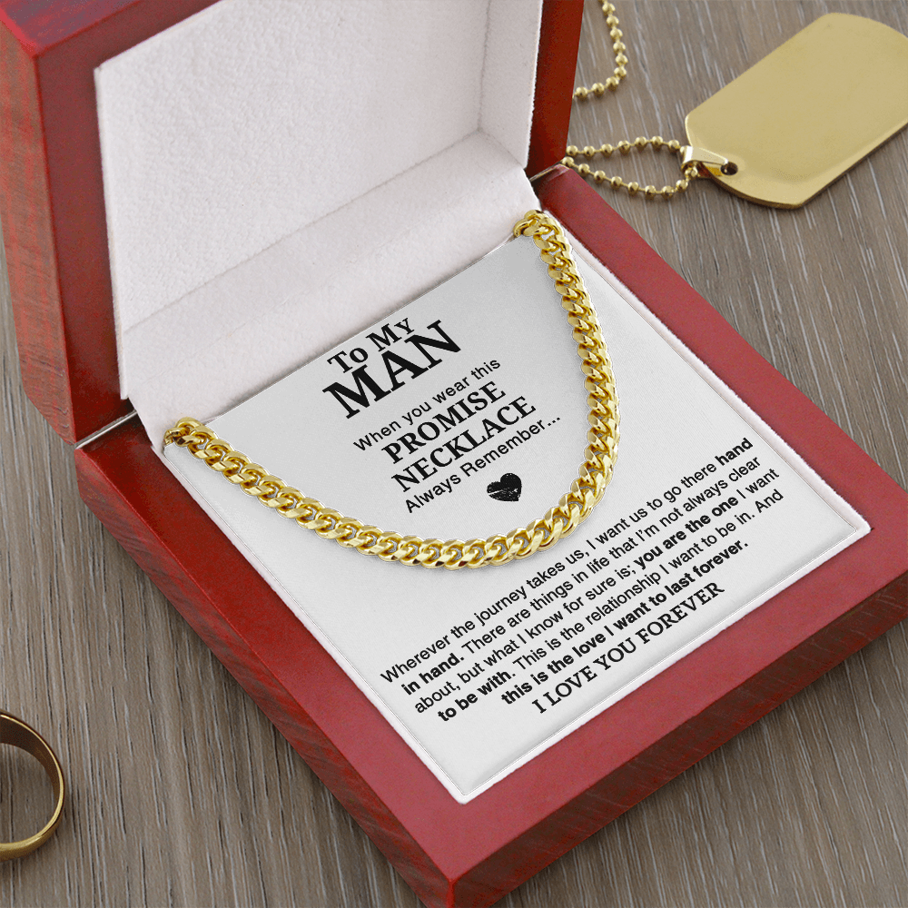 "Hand in Hand" Journey Necklace-Cuban link chain neacklace-To My Man Promise Necklace