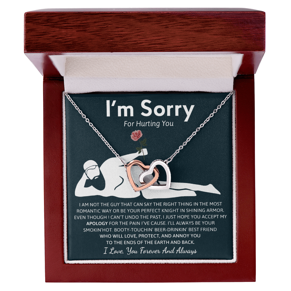 Humorous "I'm Sorry" Gift for Wife/Girlfriend - Interlocking Hearts Necklace