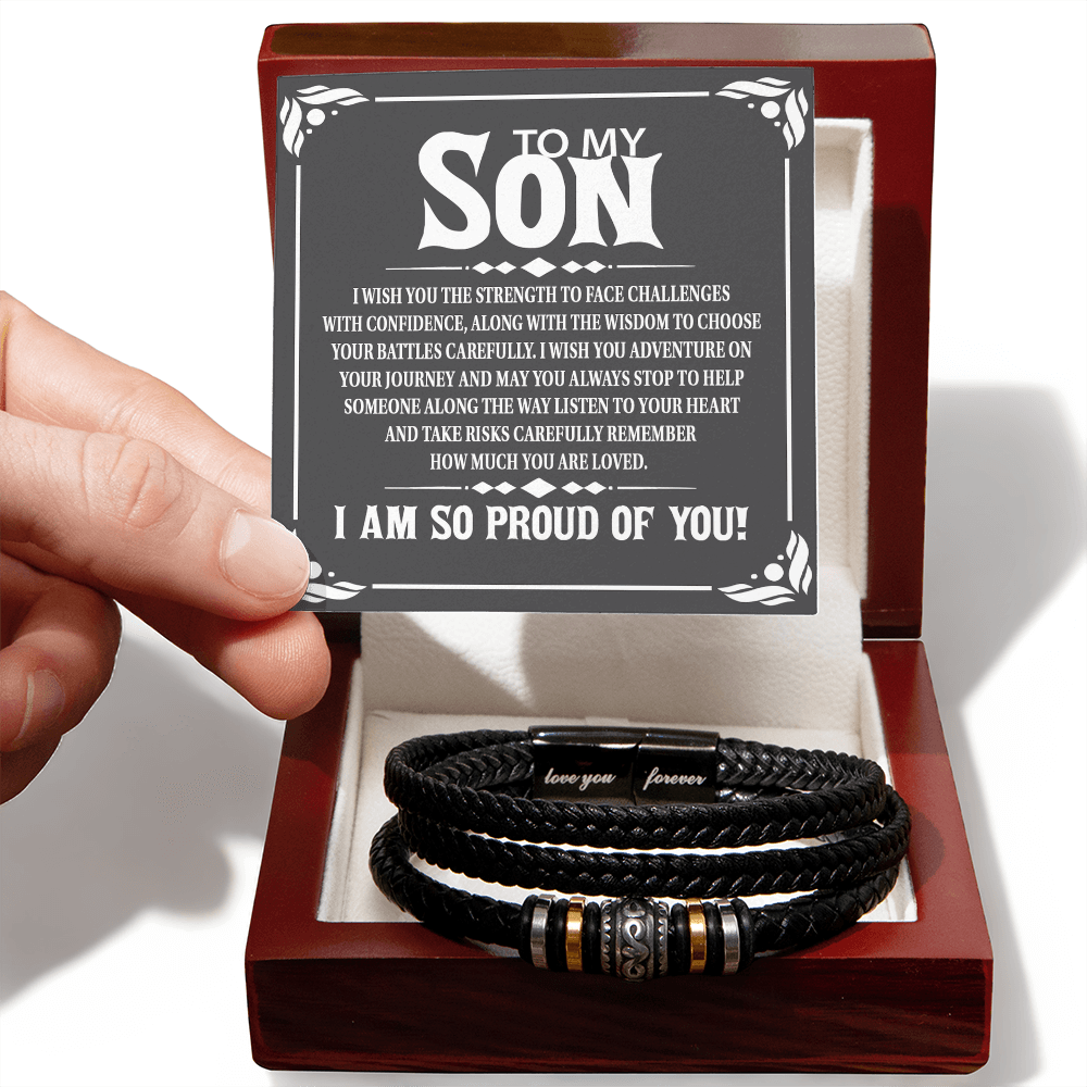 "I Am So Proud of You" Son Gift-Love You Forever Bracelet-"Strength and Wisdom"