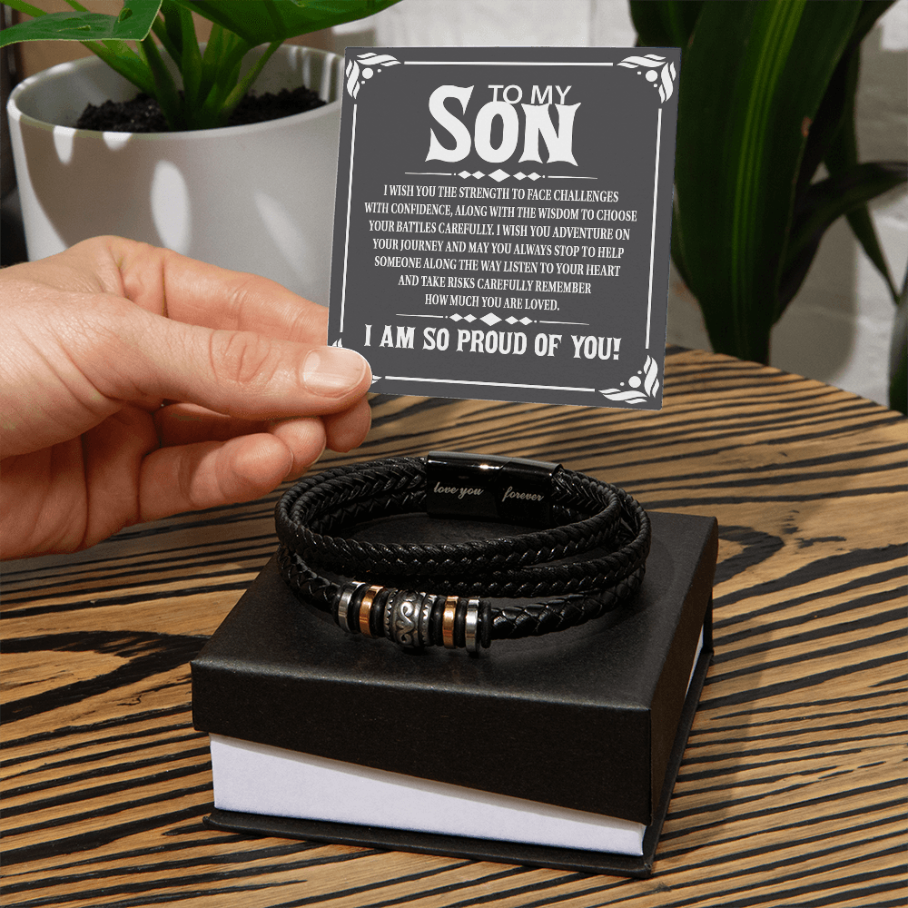 "I Am So Proud of You" Son Gift-Love You Forever Bracelet-"Strength and Wisdom"