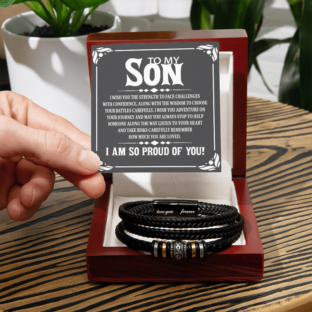 "I Am So Proud of You" Son Gift-Love You Forever Bracelet-"Strength and Wisdom"