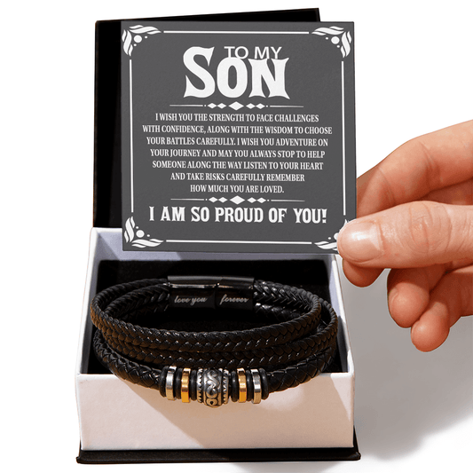 "I Am So Proud of You" Son Gift-Love You Forever Bracelet-"Strength and Wisdom"