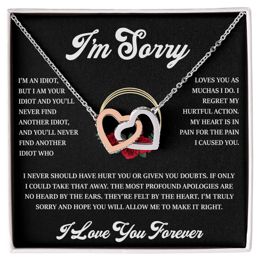 "I'm Sorry" Apology Gift for Her- Interlocking Hearts Necklace-"Let Me Make It Right" Gift