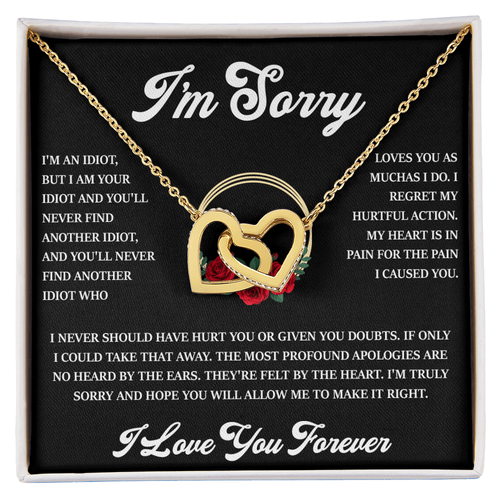 "I'm Sorry" Apology Gift for Her- Interlocking Hearts Necklace-"Let Me Make It Right" Gift