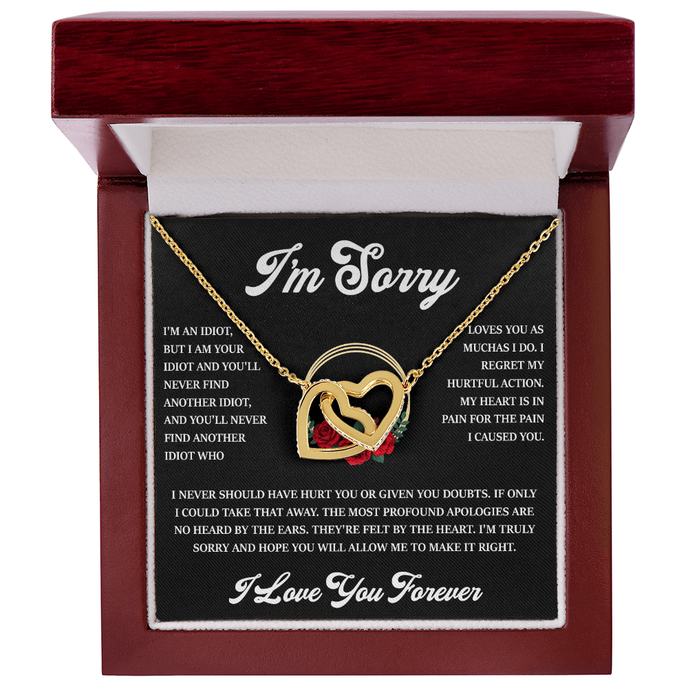 "I'm Sorry" Apology Gift for Her- Interlocking Hearts Necklace-"Let Me Make It Right" Gift