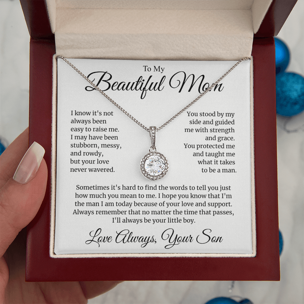 Mom Gift for Mother's Day, Birthday from Son - Eternal Hope Necklace with Message Card
