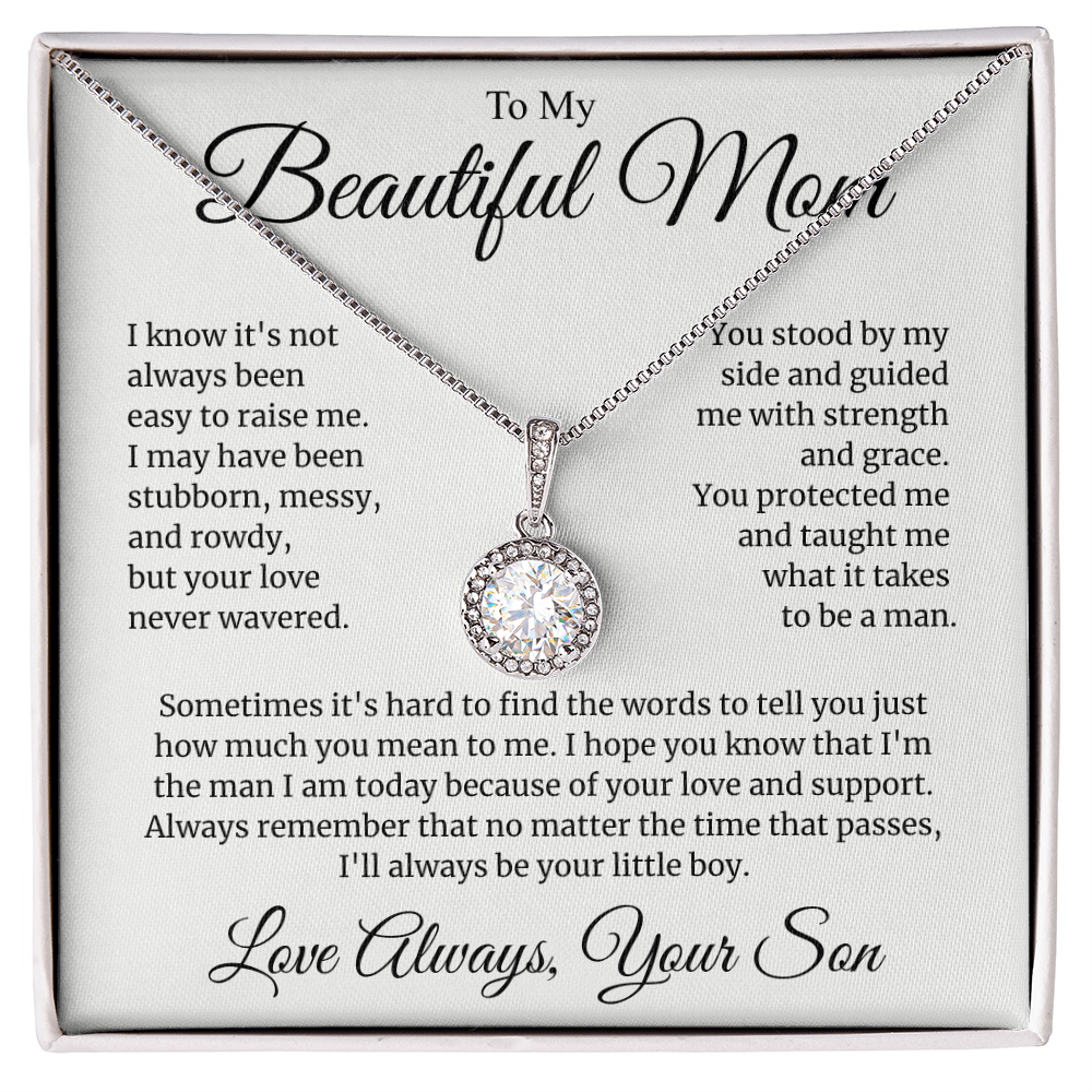 Mom Gift for Mother's Day, Birthday from Son - Eternal Hope Necklace with Message Card