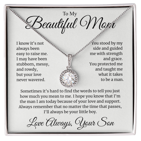Mom Gift for Mother's Day, Birthday from Son - Eternal Hope Necklace with Message Card