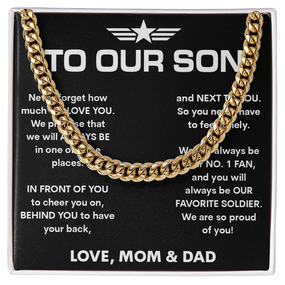 "Our Favorite Soldier" Gift for Son-Cuban link chain neacklace-To Our Son, Our Hero Gift
