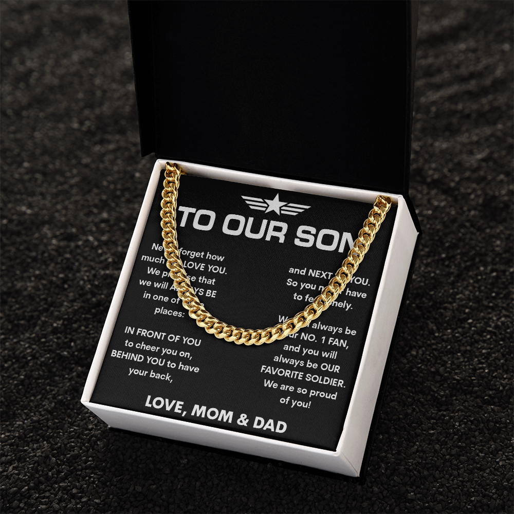 "Our Favorite Soldier" Gift for Son-Cuban link chain neacklace-To Our Son, Our Hero Gift