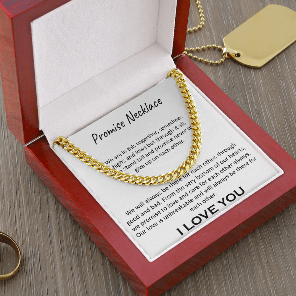 "Our Promise" Necklace -Cuban Link Chain-"In This Together" Promise Necklace