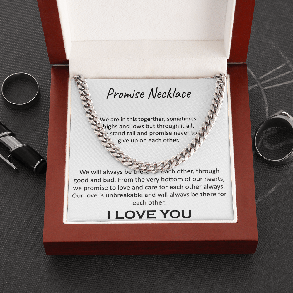 "Our Promise" Necklace -Cuban Link Chain-"In This Together" Promise Necklace
