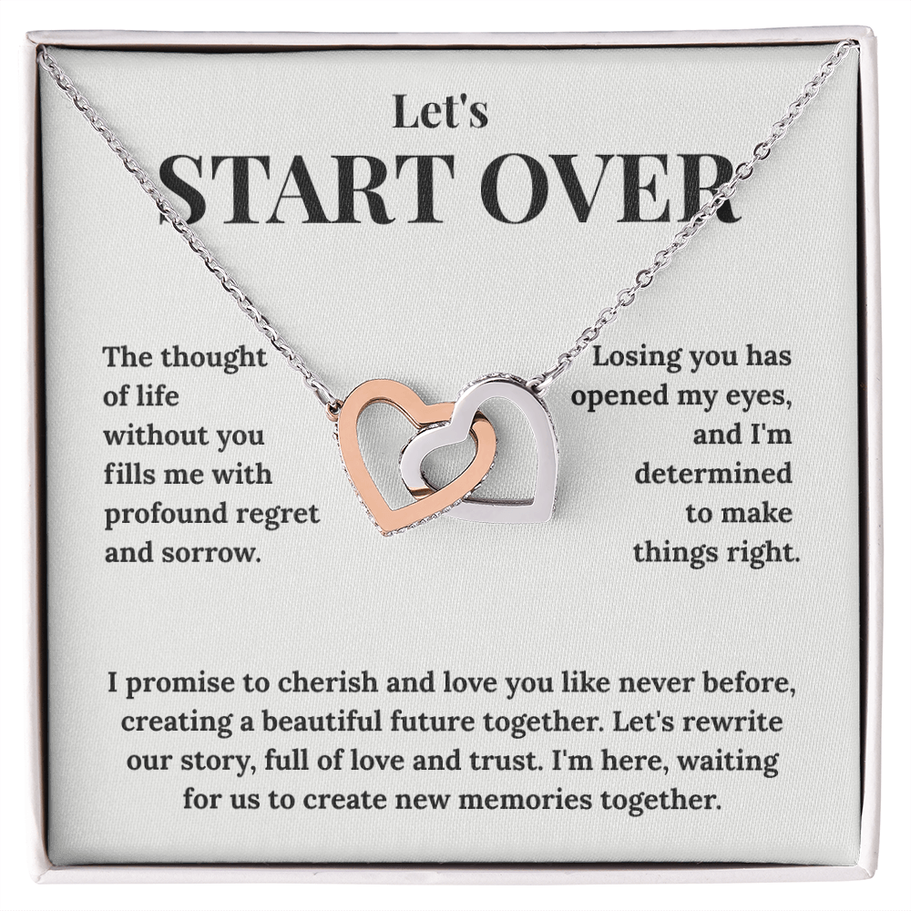 "Rewrite Our Story" Interlocking Hearts Necklace - Romantic Gift to Win Back Your Wife or Girlfriend
