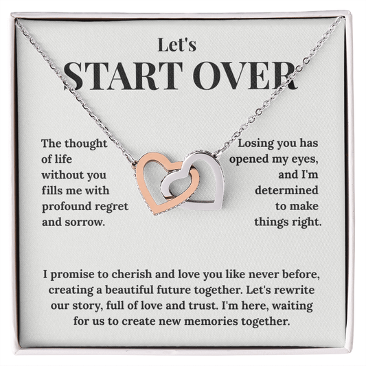 "Rewrite Our Story" Interlocking Hearts Necklace - Romantic Gift to Win Back Your Wife or Girlfriend