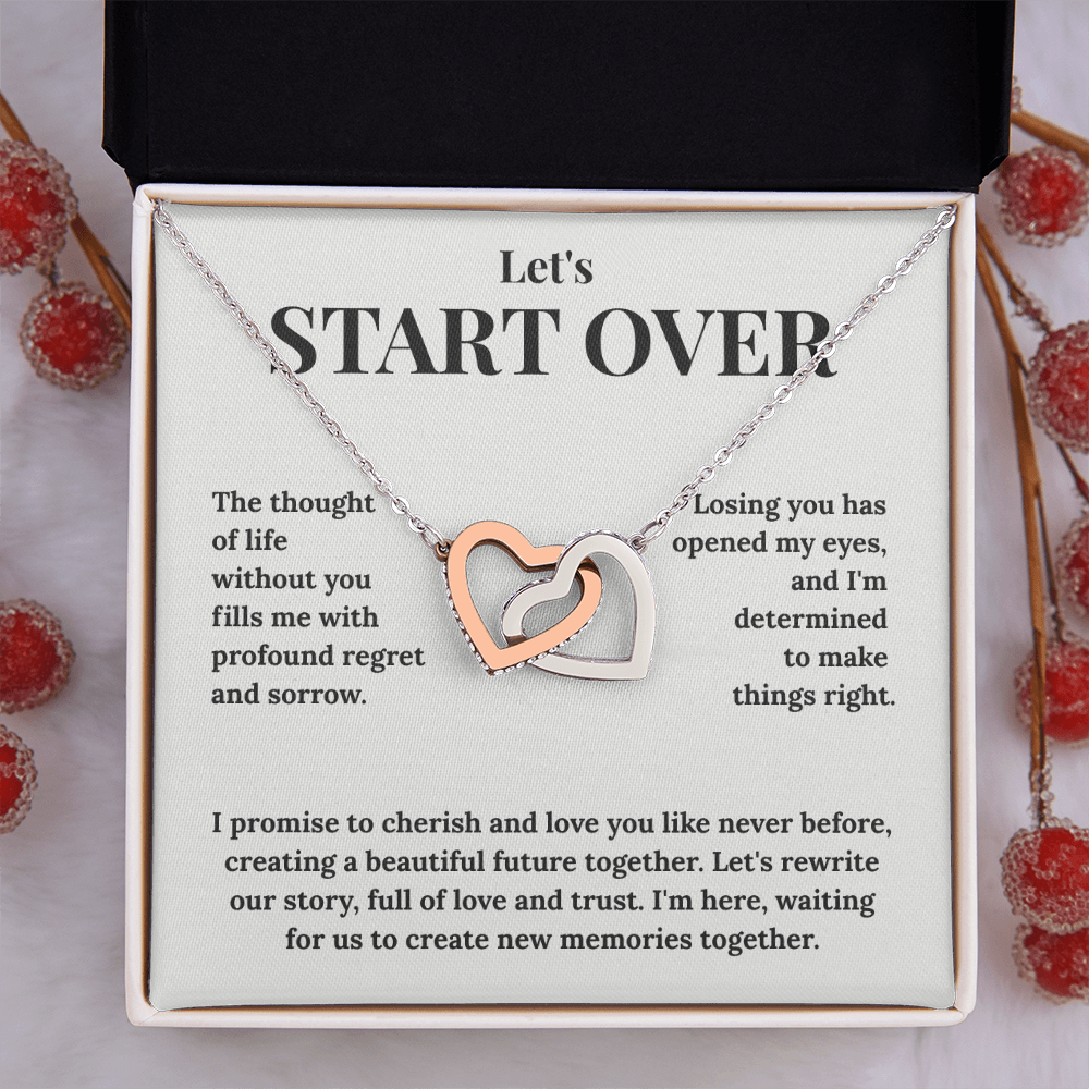 "Rewrite Our Story" Interlocking Hearts Necklace - Romantic Gift to Win Back Your Wife or Girlfriend