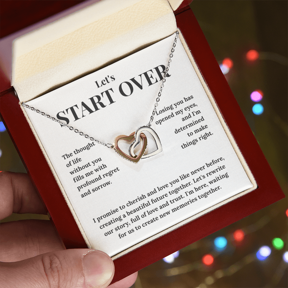 "Rewrite Our Story" Interlocking Hearts Necklace - Romantic Gift to Win Back Your Wife or Girlfriend