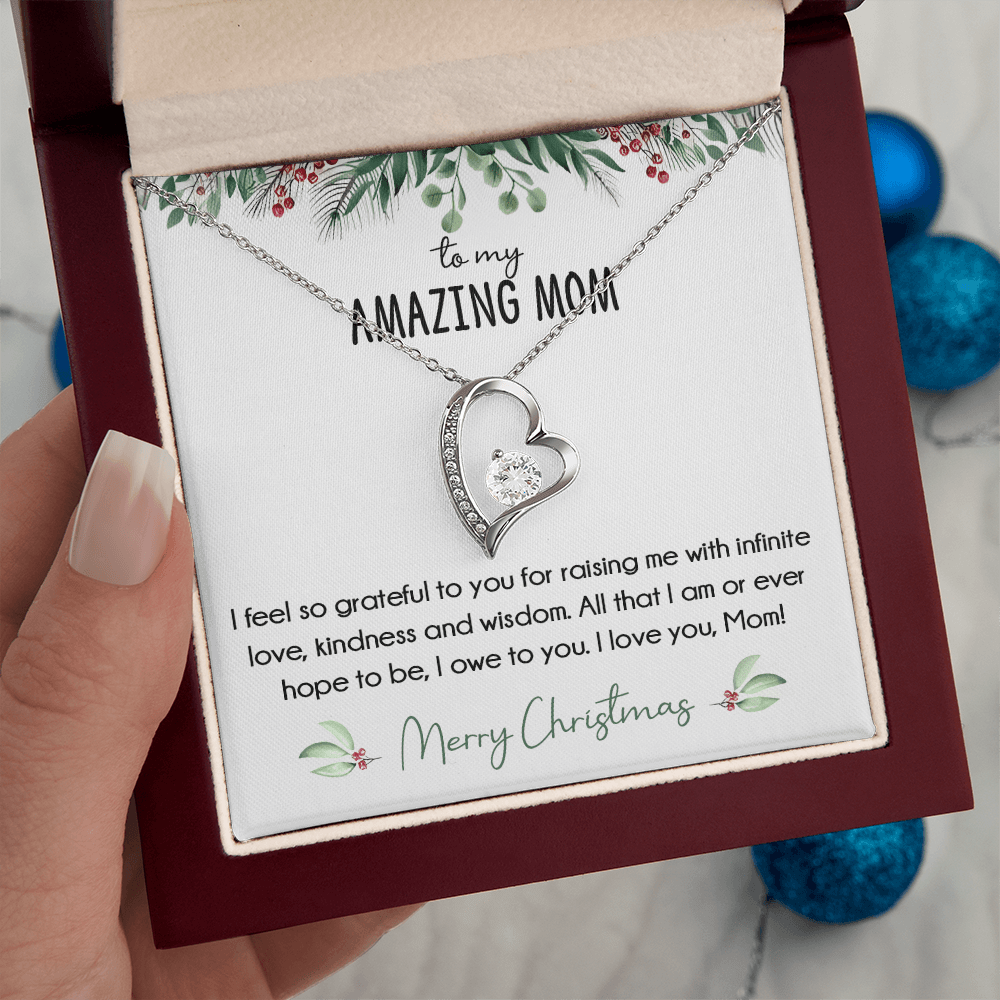 To My Amazing Mom Christmas Gift-Forever Love  neacklace-"All That I Am, I Owe To You" Mom Gift