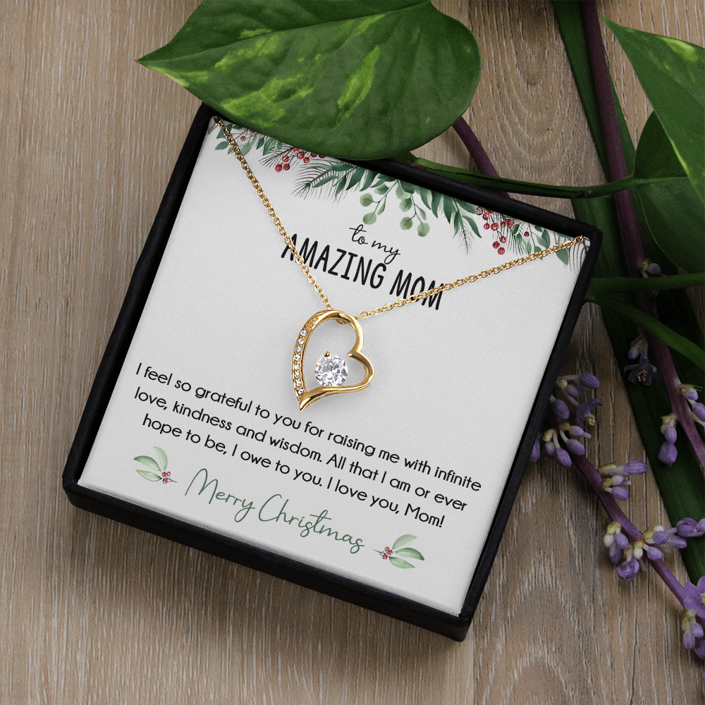 To My Amazing Mom Christmas Gift-Forever Love  neacklace-"All That I Am, I Owe To You" Mom Gift