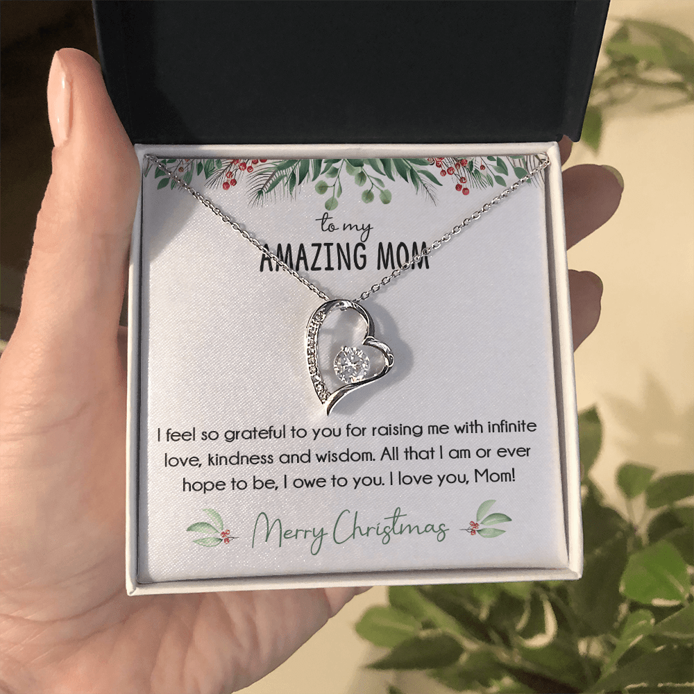 To My Amazing Mom Christmas Gift-Forever Love  neacklace-"All That I Am, I Owe To You" Mom Gift