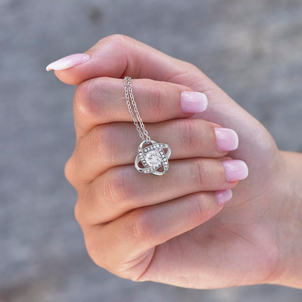 To My Amazing Mom Christmas Gift- Love knot neacklace-"All That I Am, I Owe To You" Mom Gift
