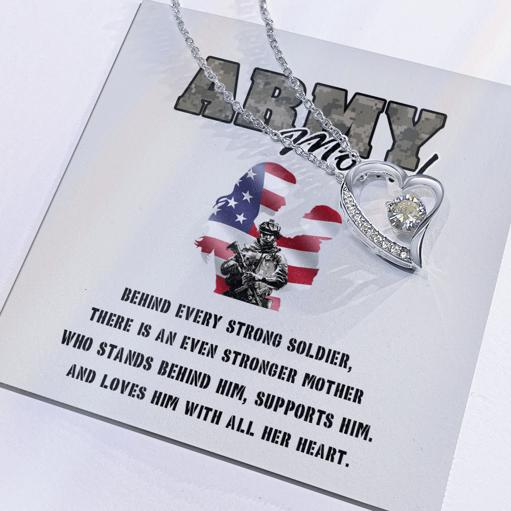 To My Army Mom -Forever love  Necklace-Behind Every Strong Soldier