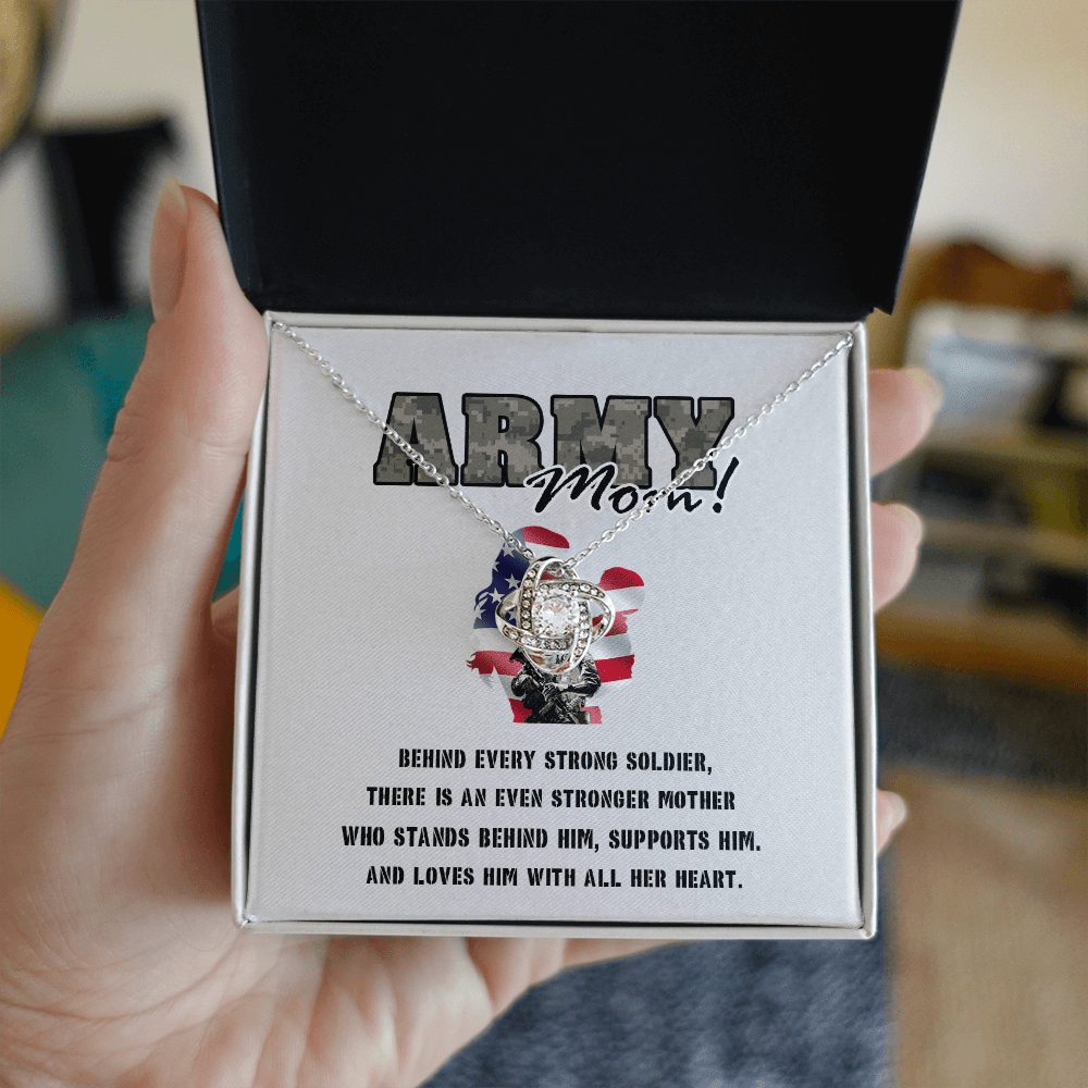 To My Army Mom -Love Knot Necklace-Behind Every Strong Soldier