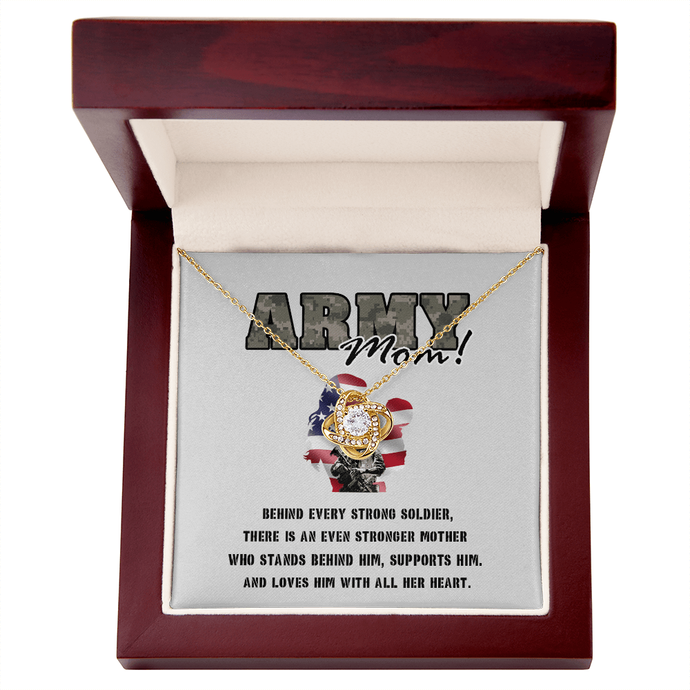 To My Army Mom -Love Knot Necklace-Behind Every Strong Soldier