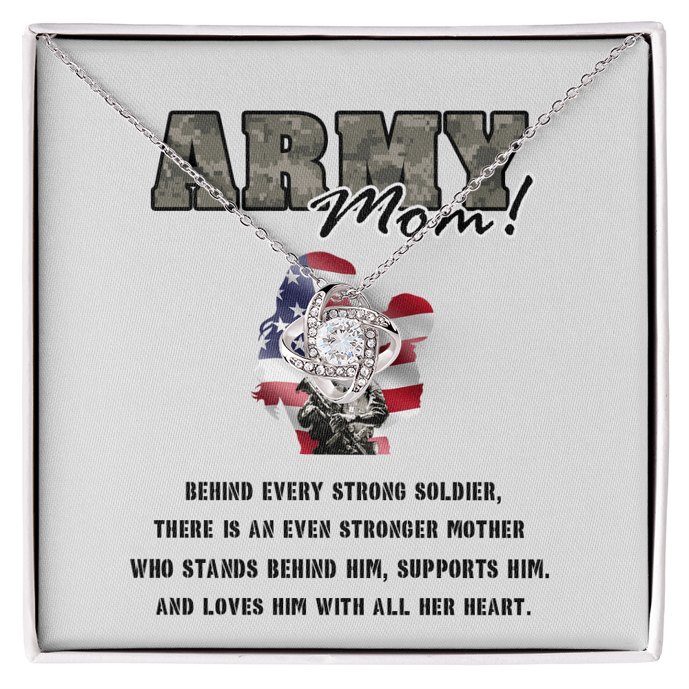 To My Army Mom -Love Knot Necklace-Behind Every Strong Soldier
