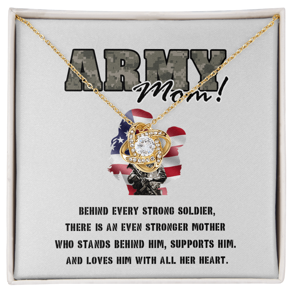 To My Army Mom -Love Knot Necklace-Behind Every Strong Soldier