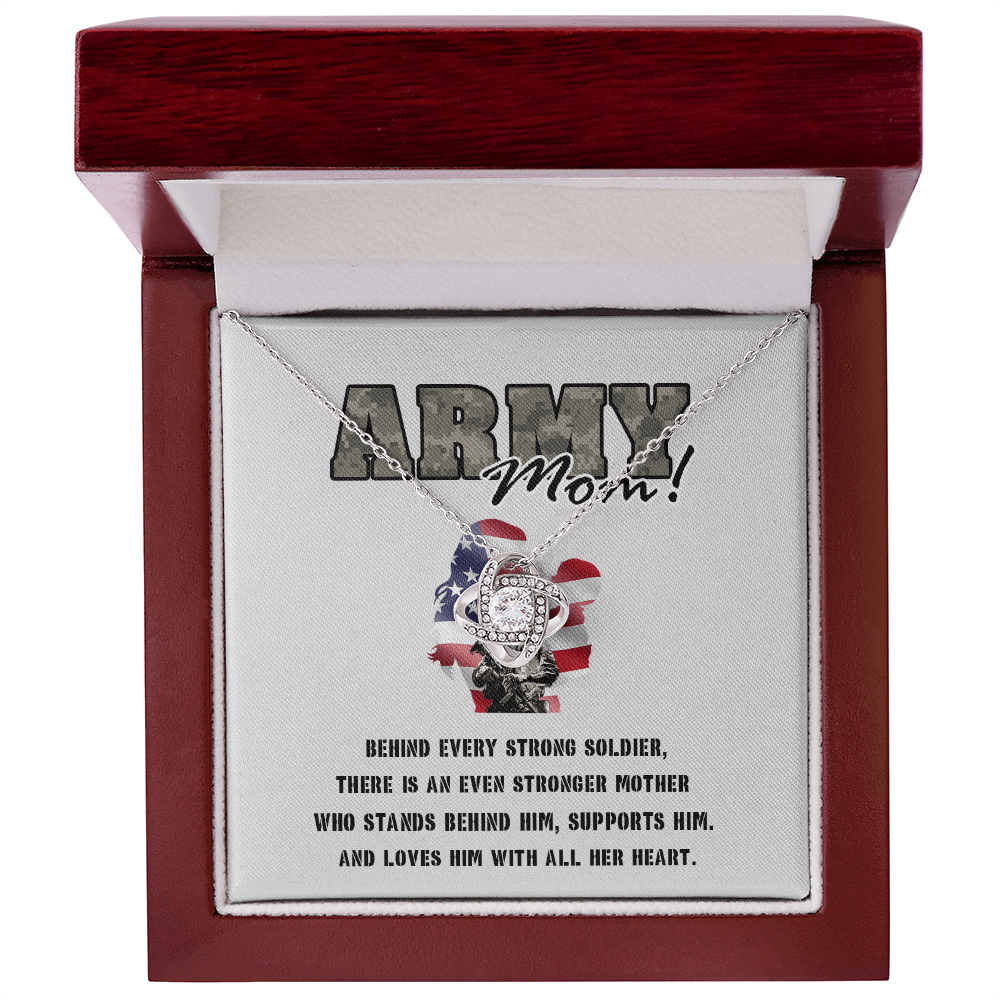 To My Army Mom -Love Knot Necklace-Behind Every Strong Soldier