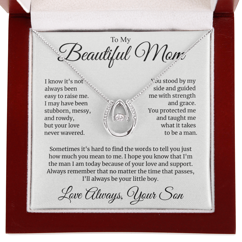 To My Beautiful Mom "Forever Your Little Boy" Gift - Lucky In Love Necklace From Son