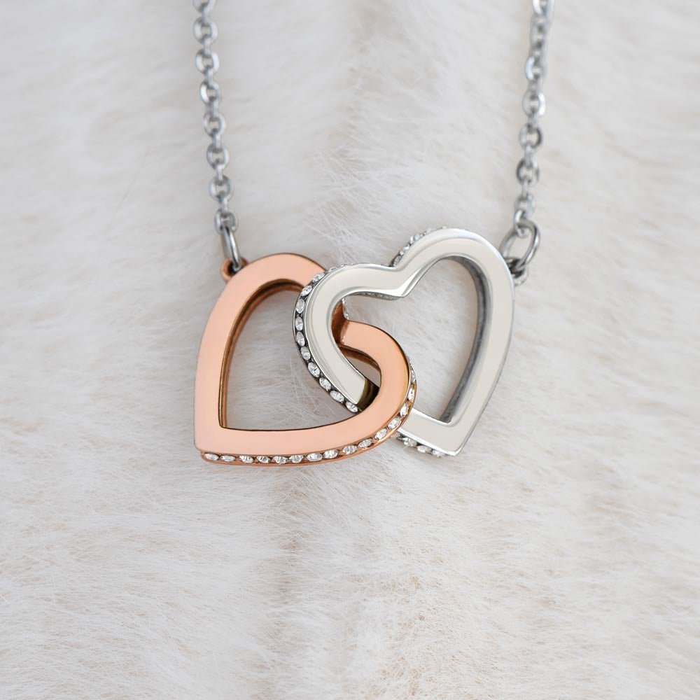 "To My Beautiful Mom" Interlocking Hearts Necklace - "I'll Always Be Your Little Boy" Gift from Son